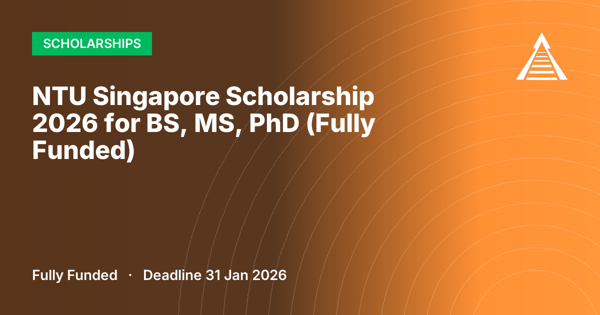 NTU Singapore Scholarship 2026 for BS, MS, PhD (Fully Funded)