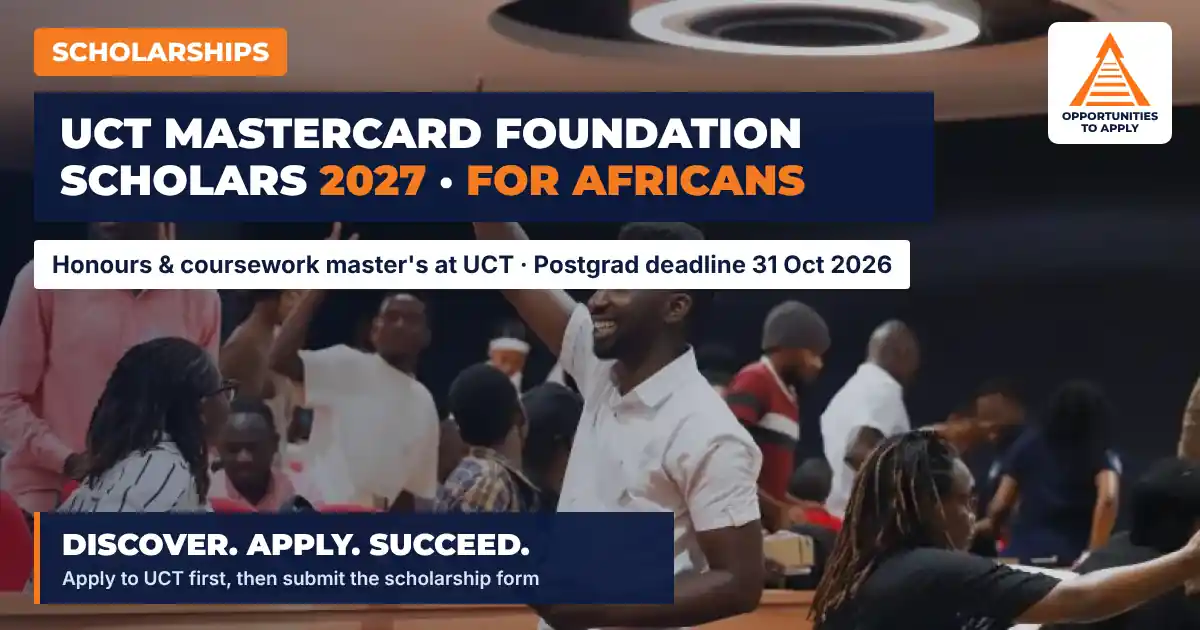 UCT Mastercard Foundation Scholarship 2027 for African Students – South Africa