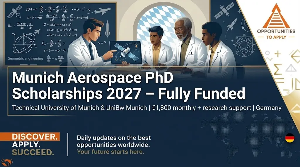 A “Clean, modern promotional graphic for the DAAD Munich Aerospace Sch